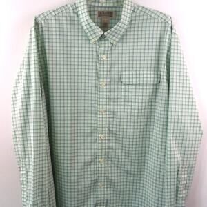 Duluth Trading‎ Men's Green w/Blue White Check Button Down Long Sleeve 2XL Tall
